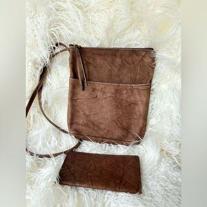 Handmade Leather Crossbody Messenger Style Purse & matching checkbook cover NWOT